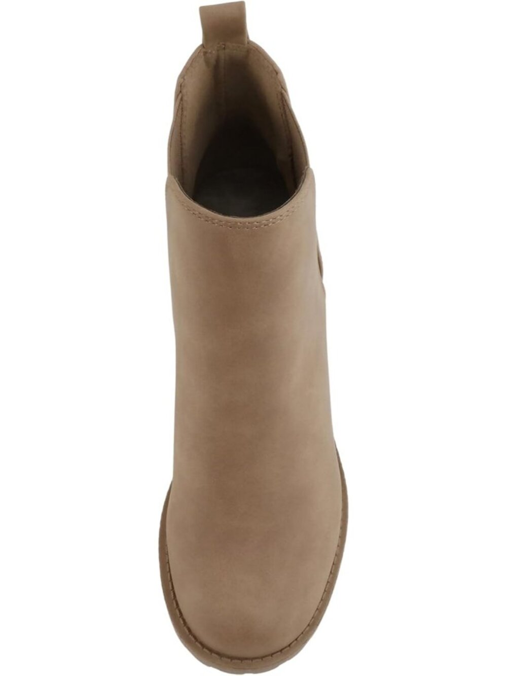 Women's Taupe Nubuck Origami Lug Sole Mid Heel Ankle Bootie Double Elastic Boot - Picture 5 of 5